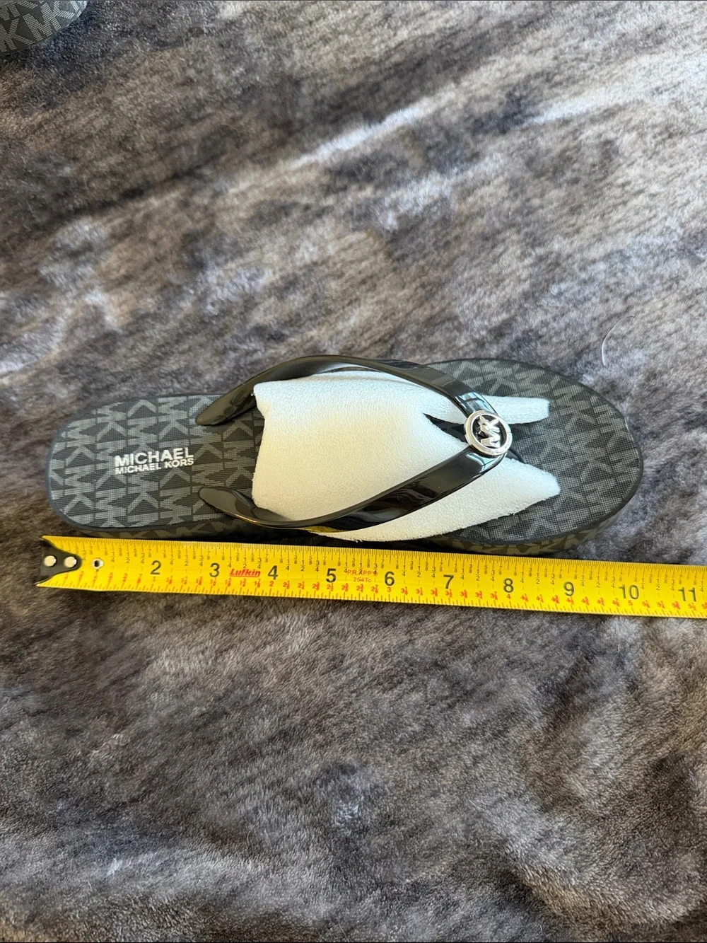 Michael Kors Black MK Logo Wedge Flip Flops